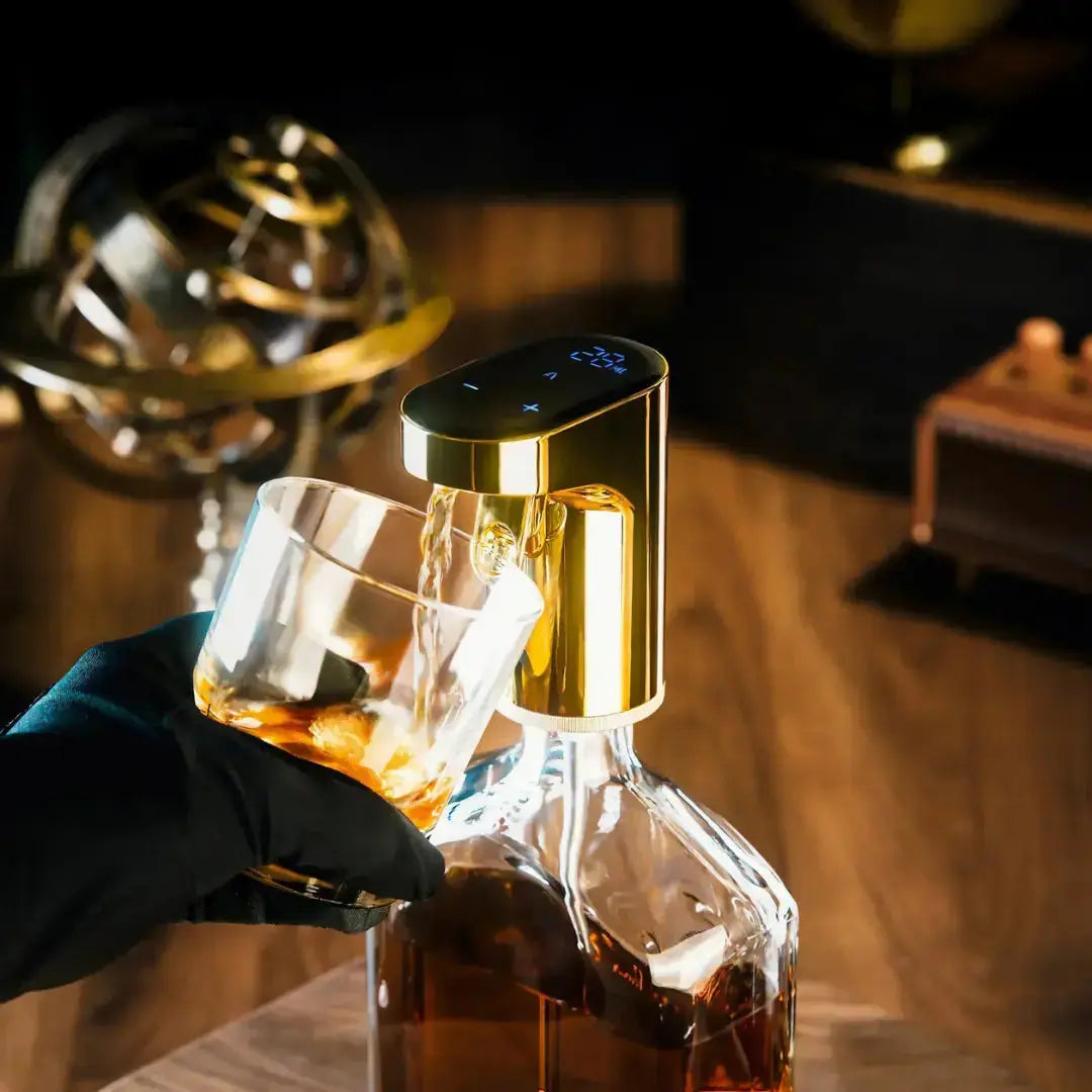 TipsyTap Smart Whiskey Dispenser in Gold - luxury premium finish