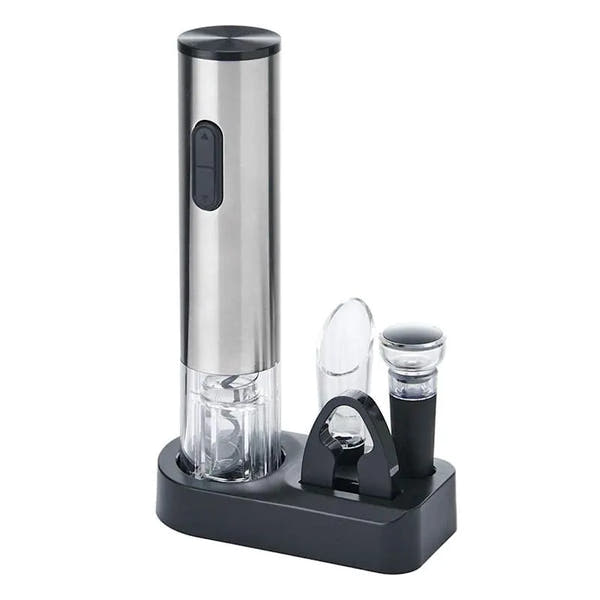 Electric Wine Opener Set (Wine Pourer, Vacuum Stopper, Foil Cutter & Stand).